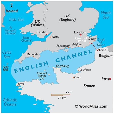 english channel length to france.